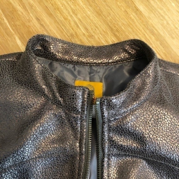Ruby‎ Rd Faux Leather Jacket Motorcycle Brown Bronze Metallic Color sz 14 Fall - Picture 14 of 14